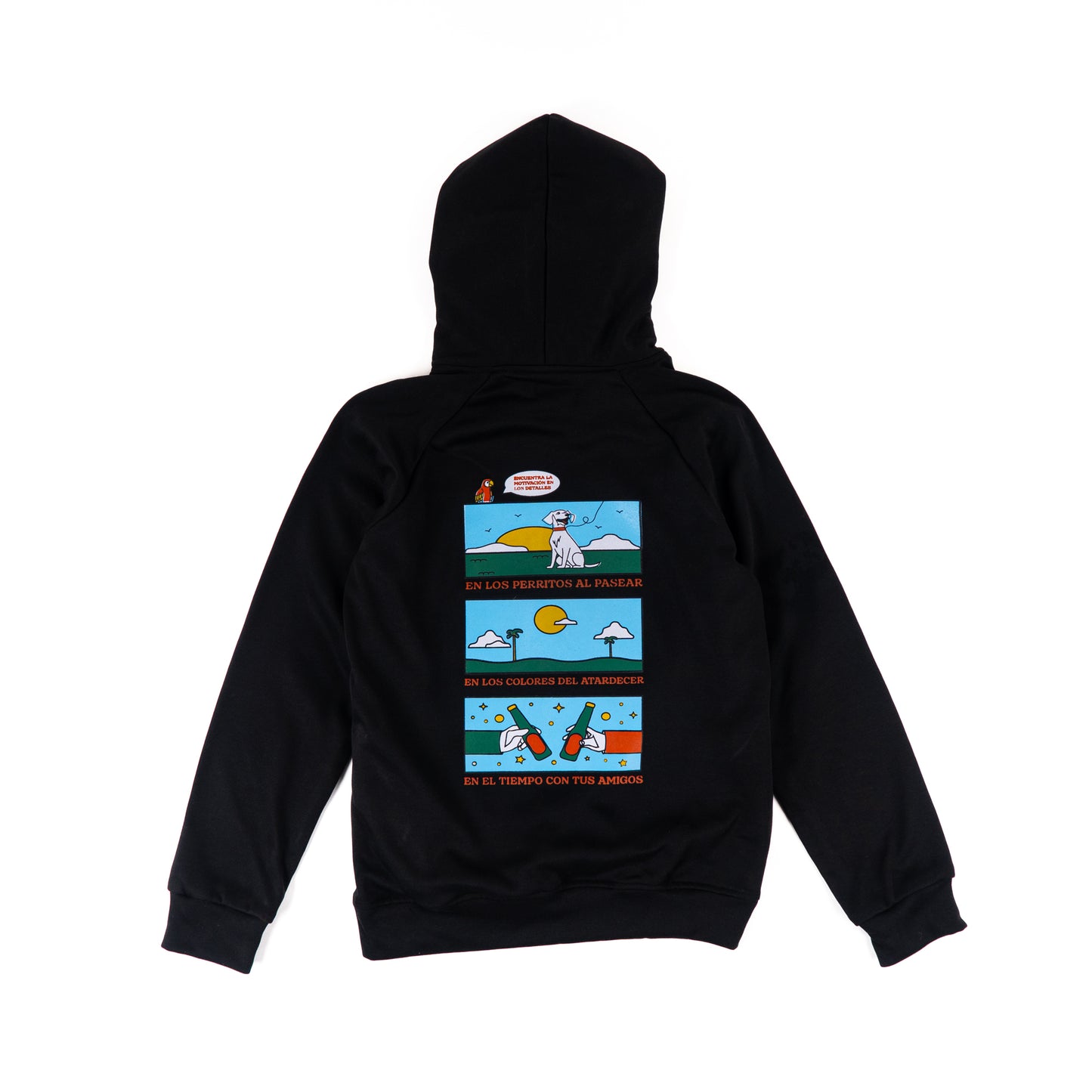HOODIE NEGRO UNISEX SANARA MAÑANA - DETALLES