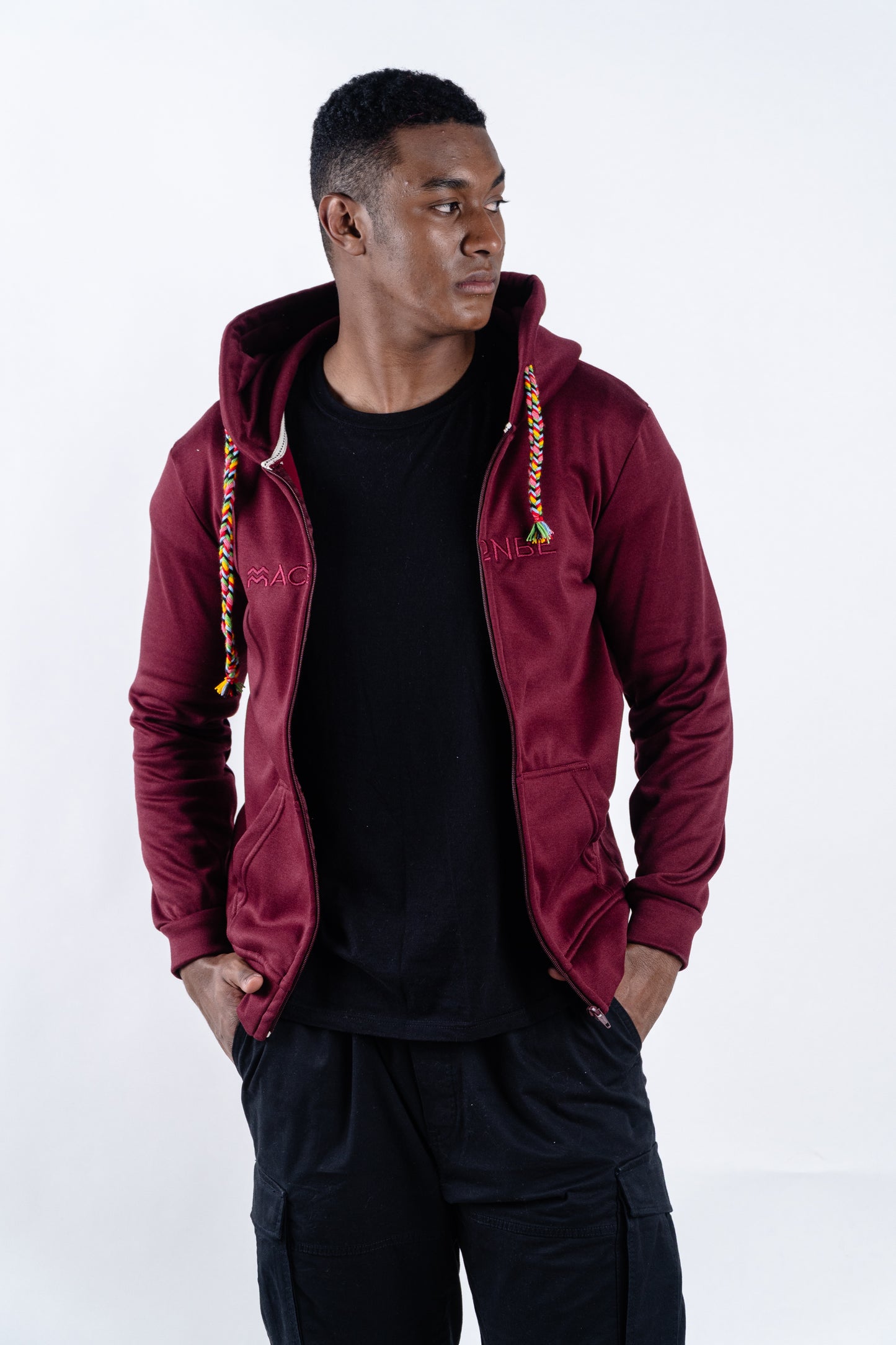HOODIE UNISEX CREMALLERA ORÍGENES VINOTINTO