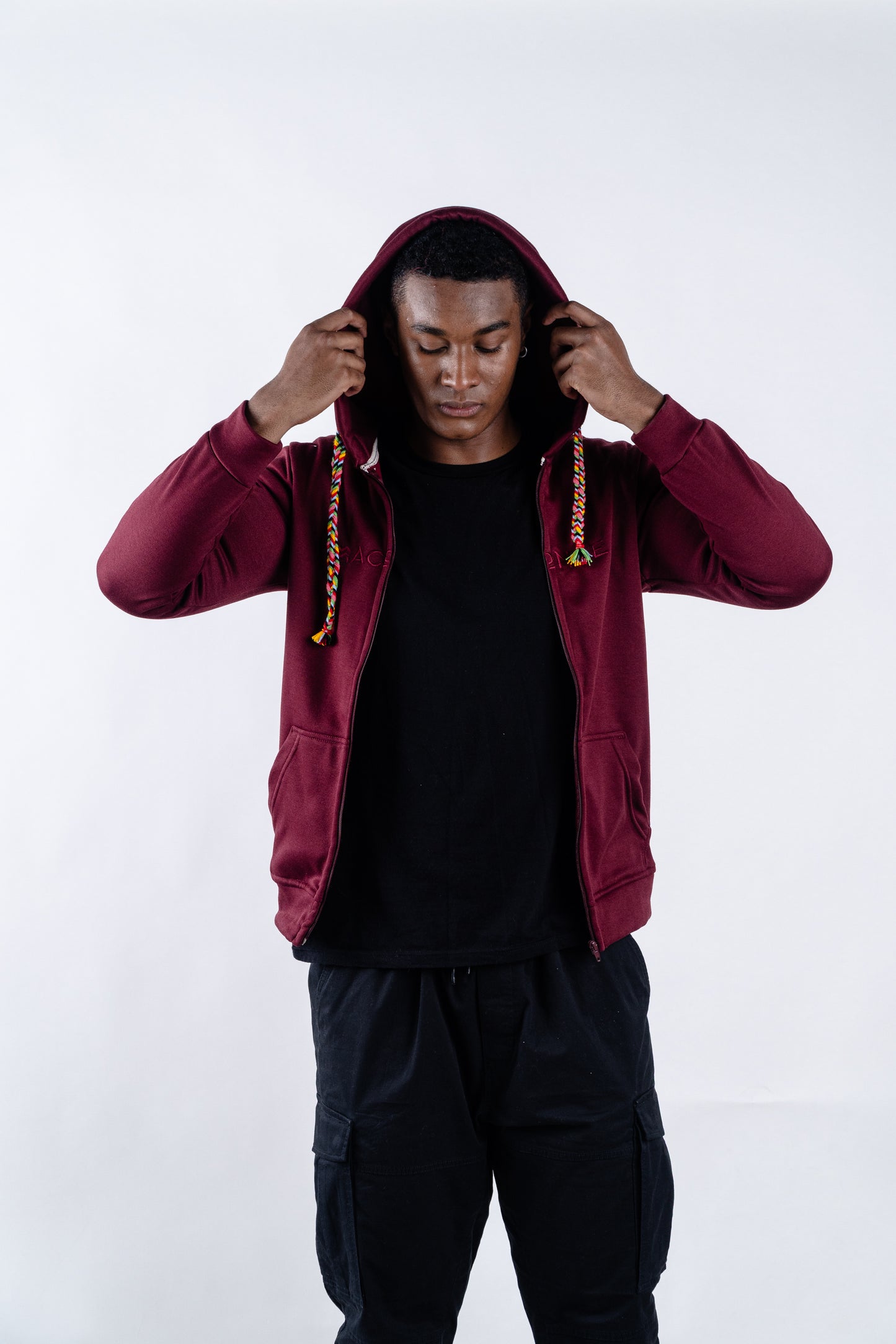 HOODIE UNISEX CREMALLERA ORÍGENES VINOTINTO