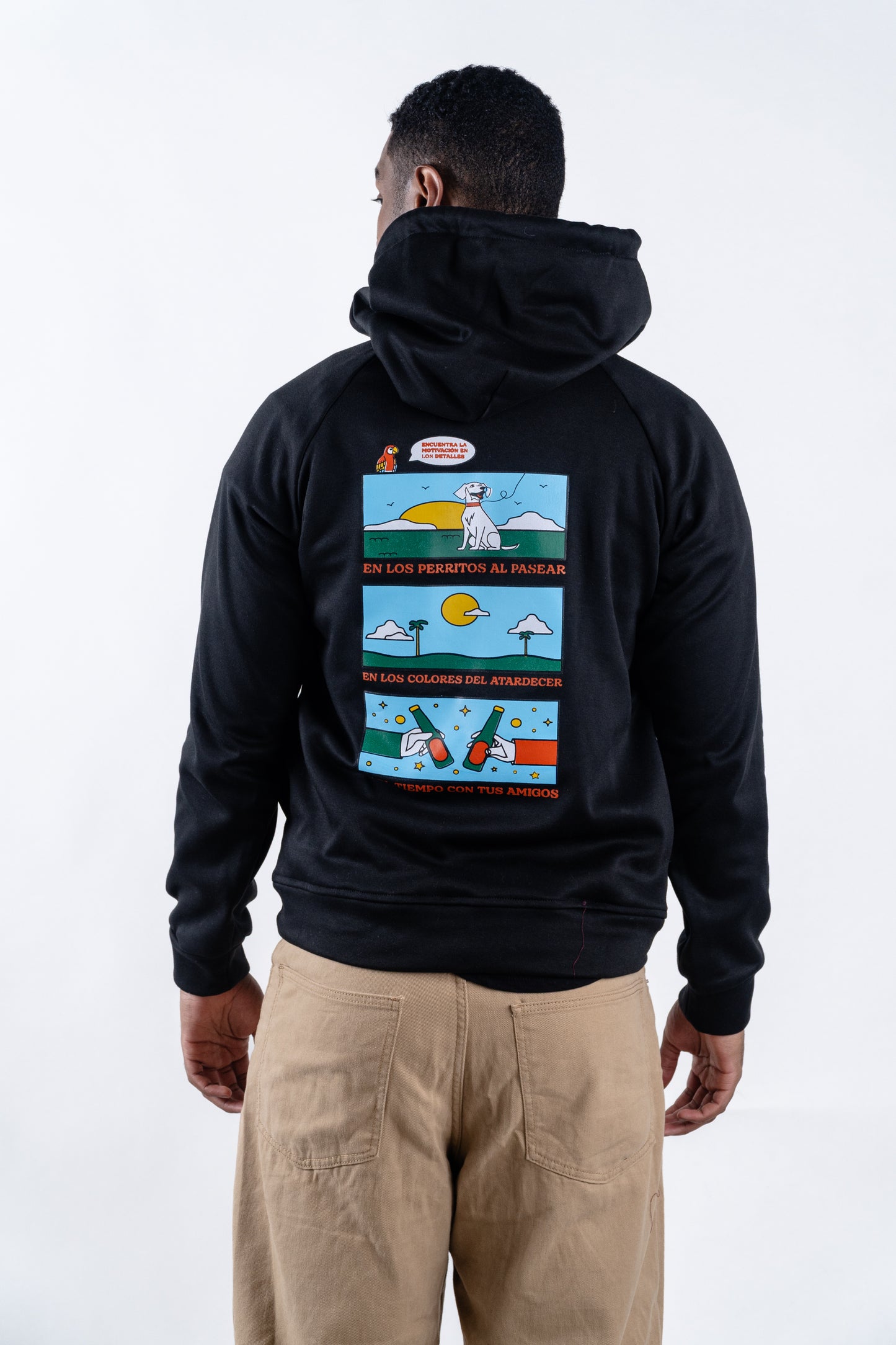 HOODIE NEGRO UNISEX SANARA MAÑANA - DETALLES