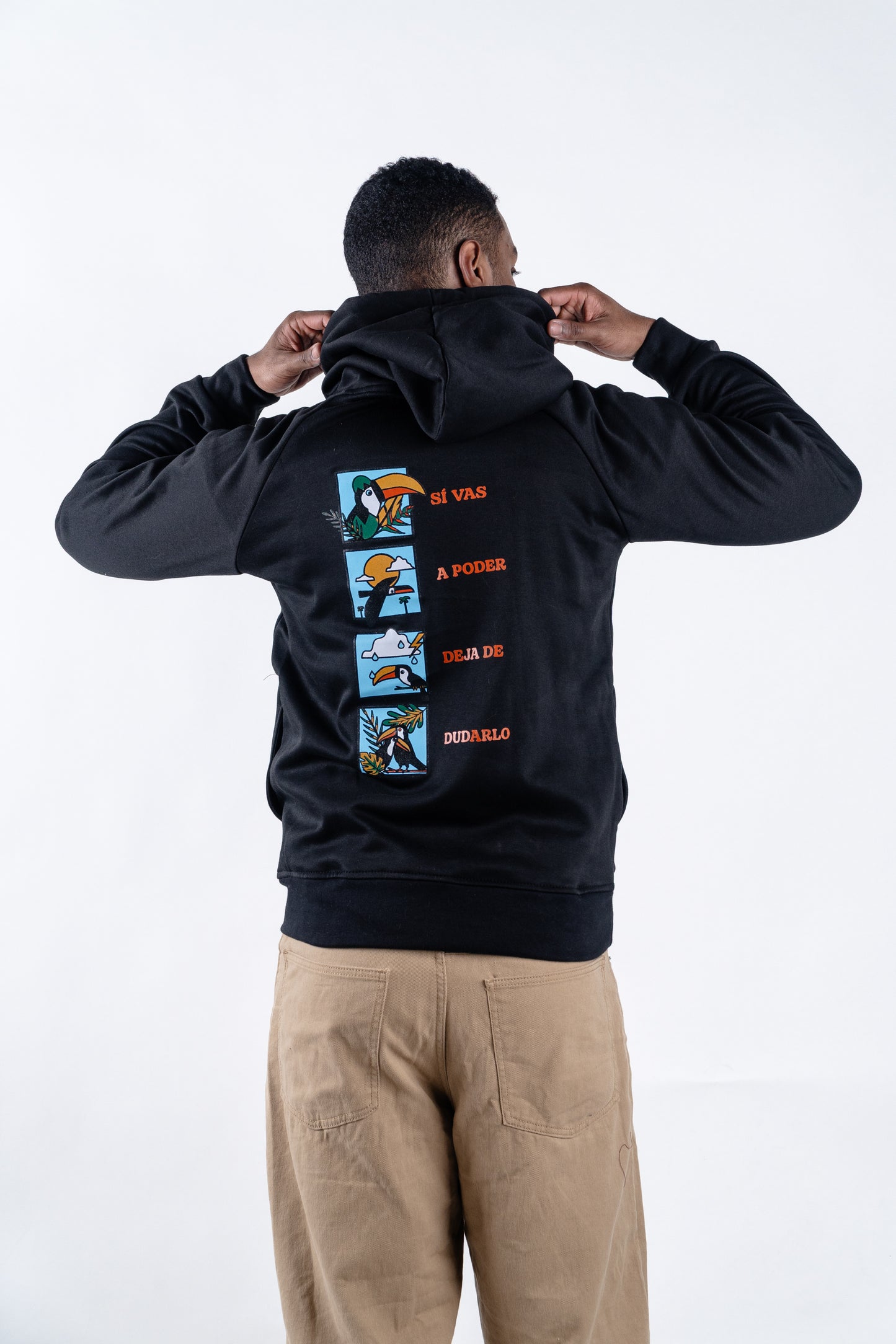 HOODIE NEGRO UNISEX SANARA MAÑANA - CONFIANZA