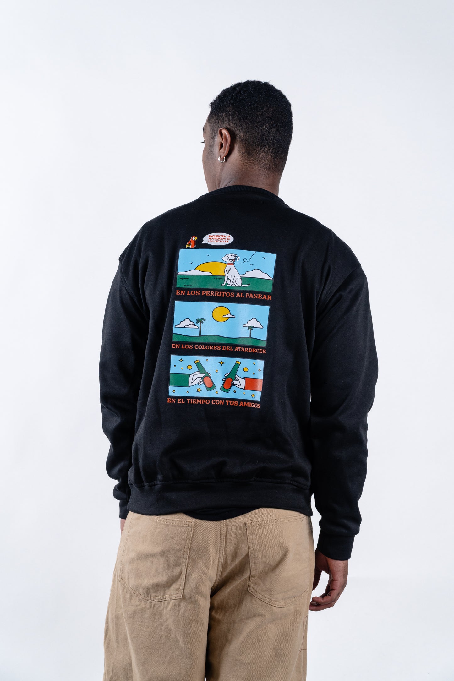CREWNECK NEGRO UNISEX SANARA MAÑANA - DETALLES
