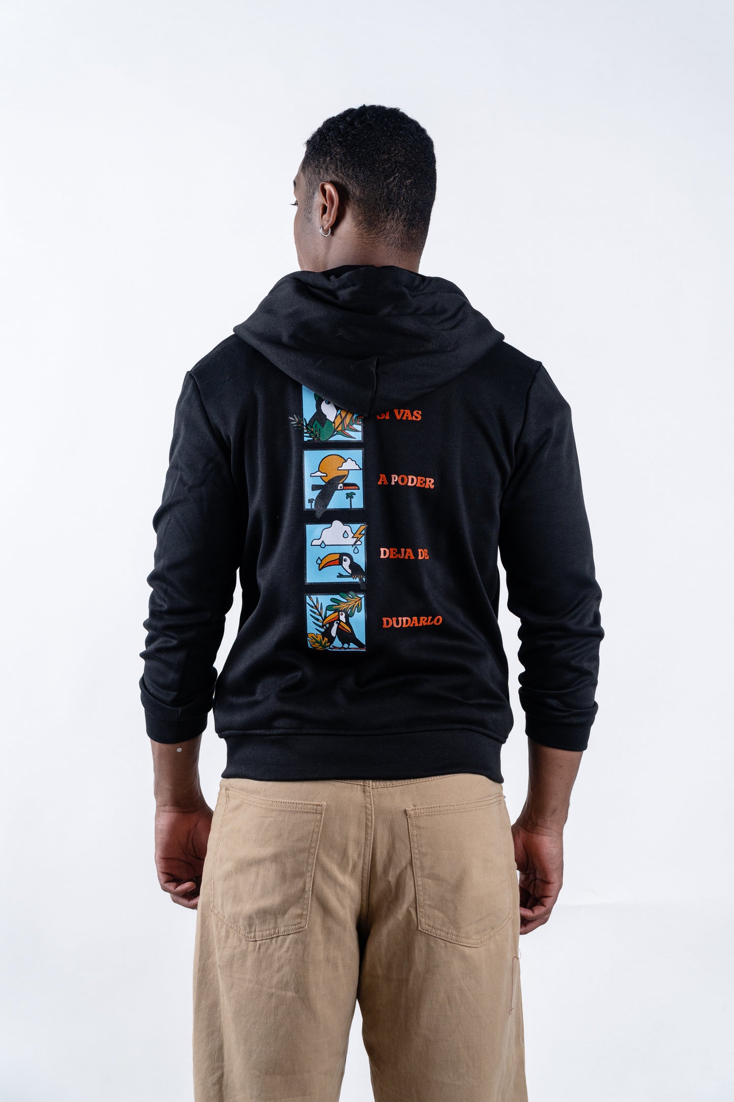 HOODIE CREMALLERA NEGRO UNISEX SANARA MAÑANA - CONFIANZA