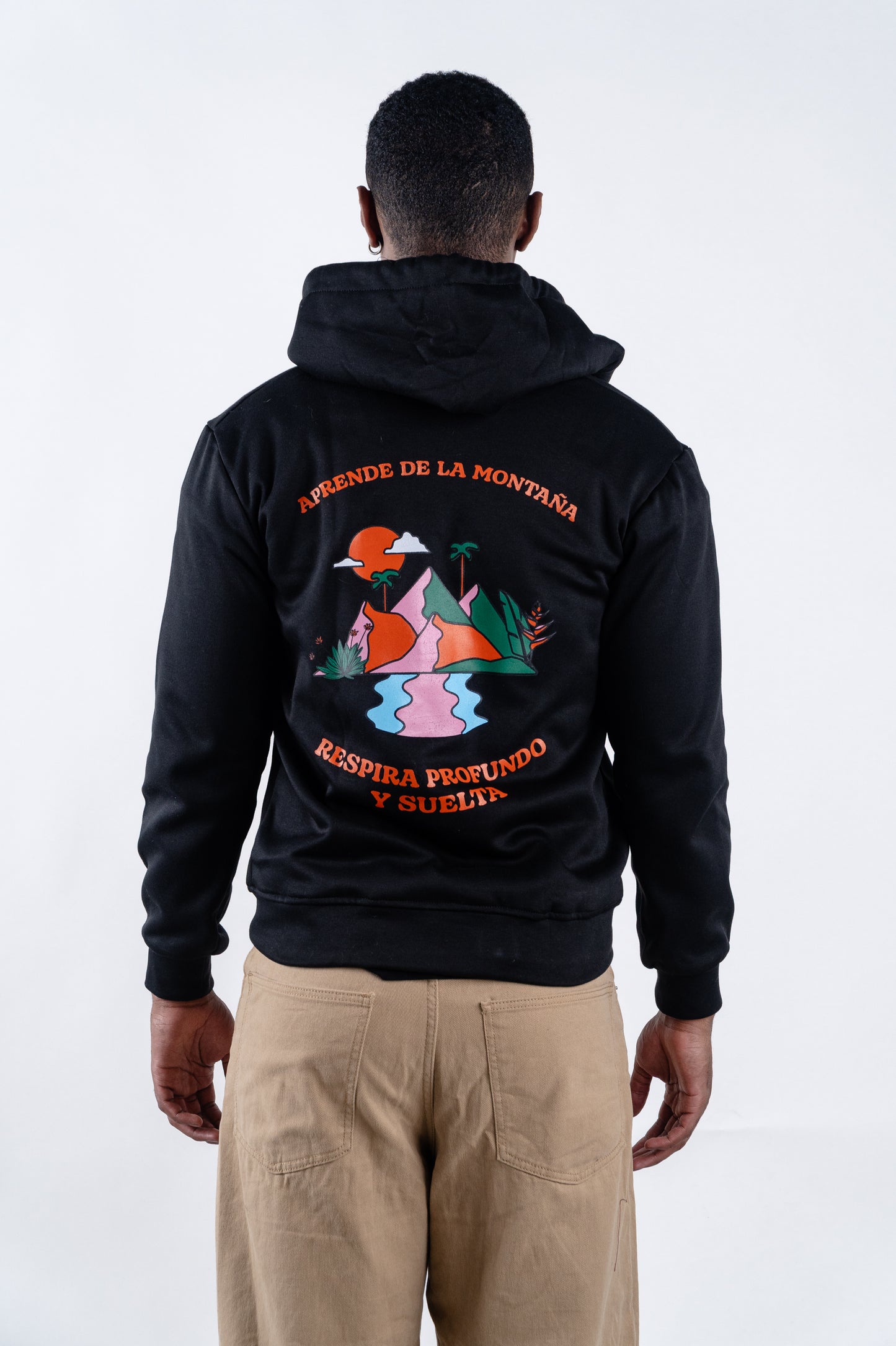 HOODIE CREMALLERA NEGRO UNISEX SANARA MAÑANA - RESPIRAR
