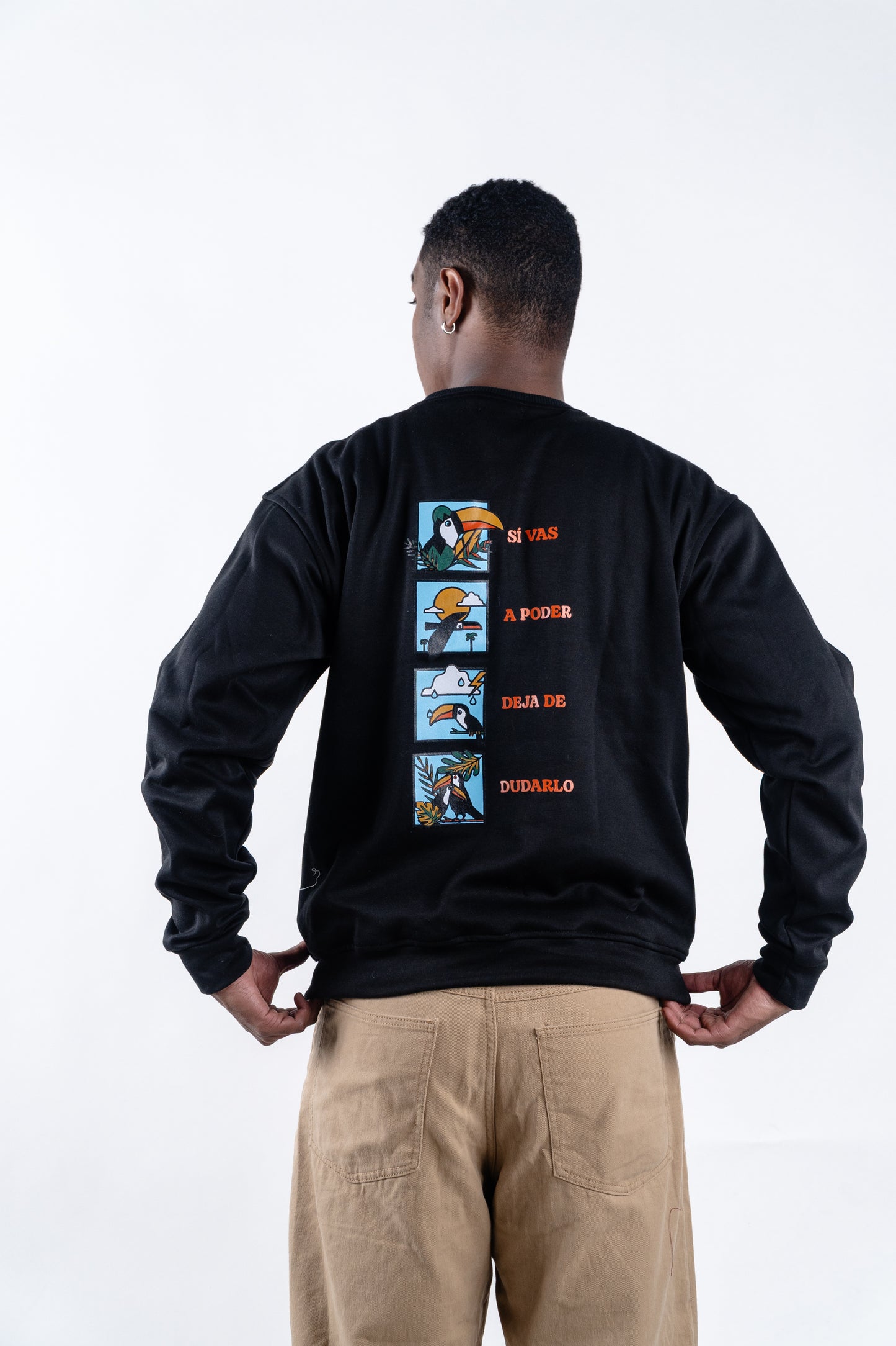 CREWNECK NEGRO UNISEX SANARA MAÑANA - CONFIANZA