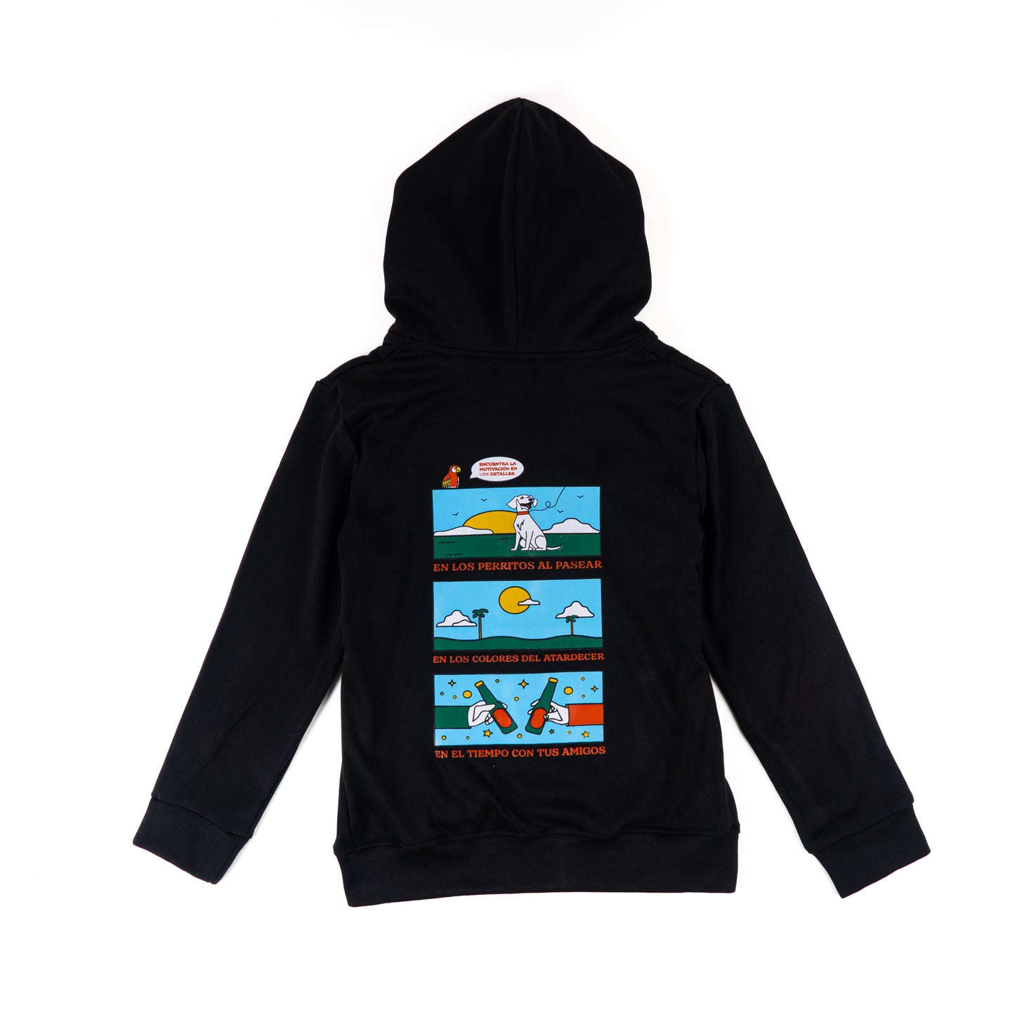HOODIE CREMALLERA NEGRO UNISEX SANARA MAÑANA - DETALLES