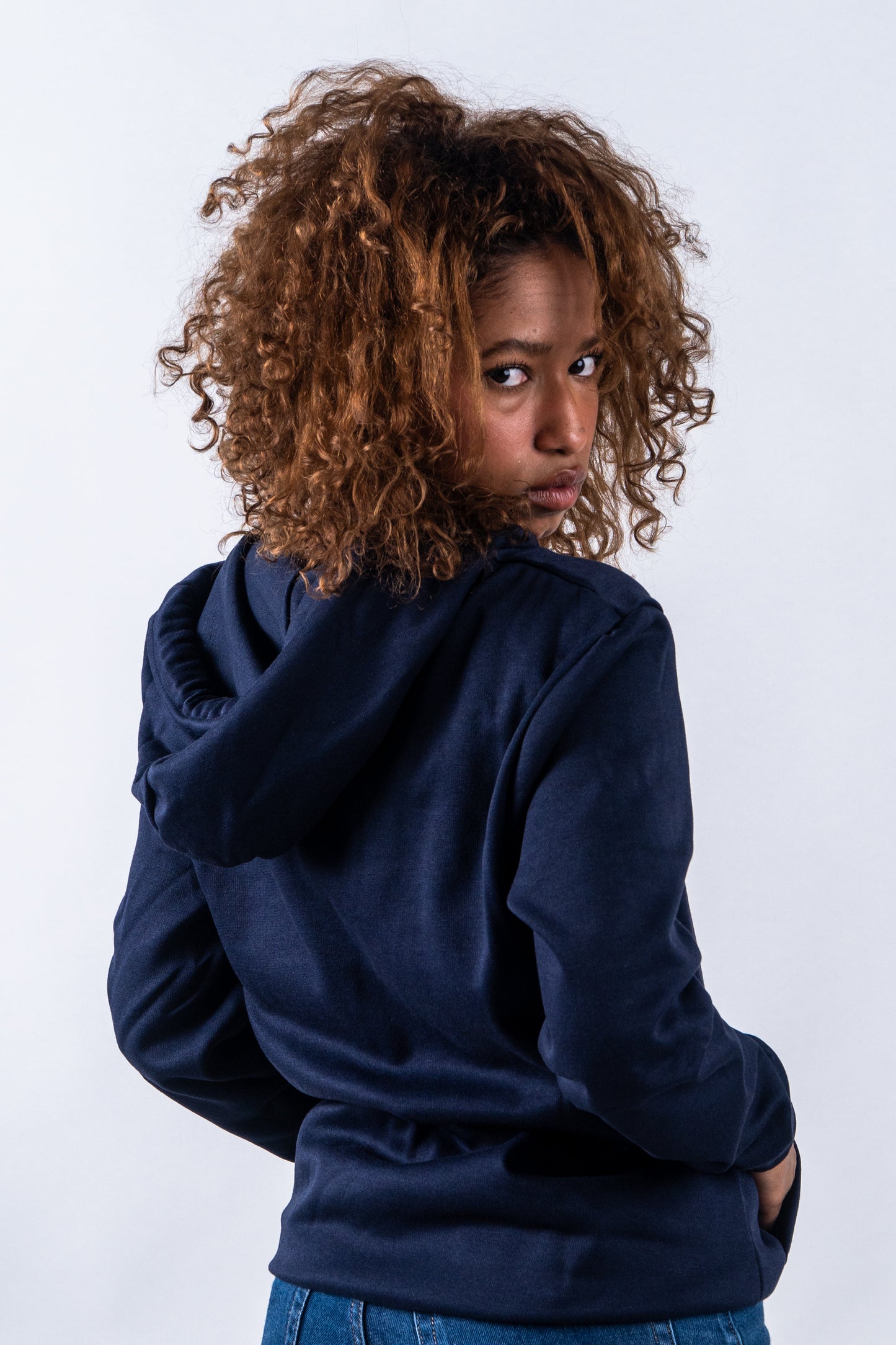 HOODIE UNISEX CREMALLERA ORÍGENES AZUL NAVY
