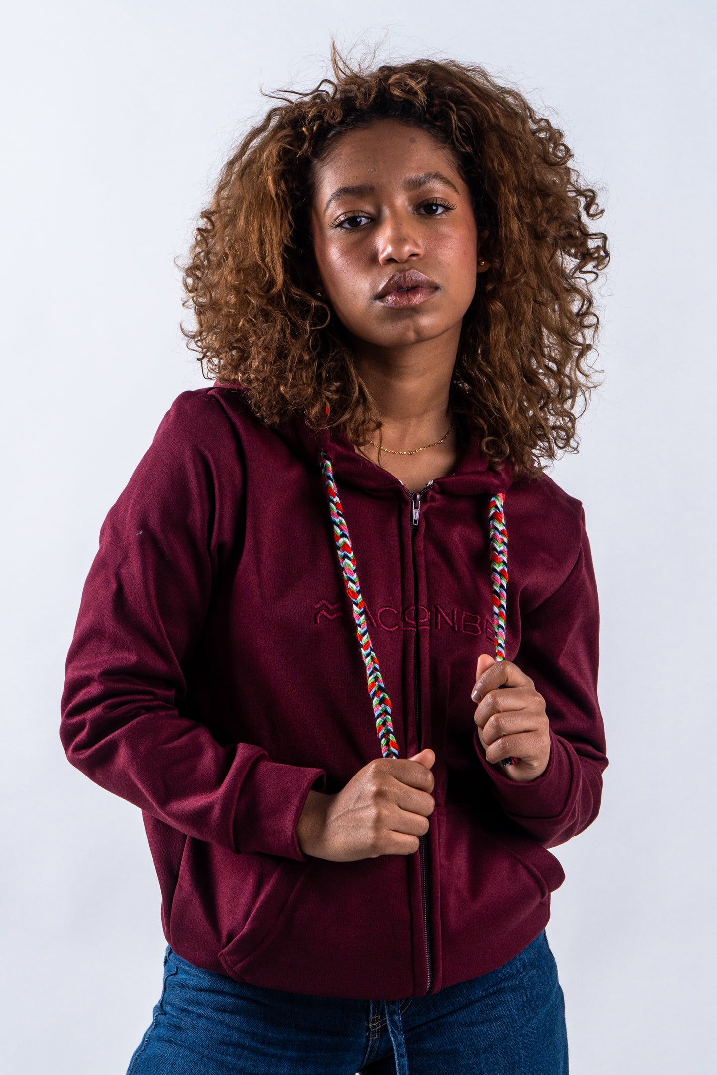 HOODIE UNISEX CREMALLERA ORÍGENES VINOTINTO