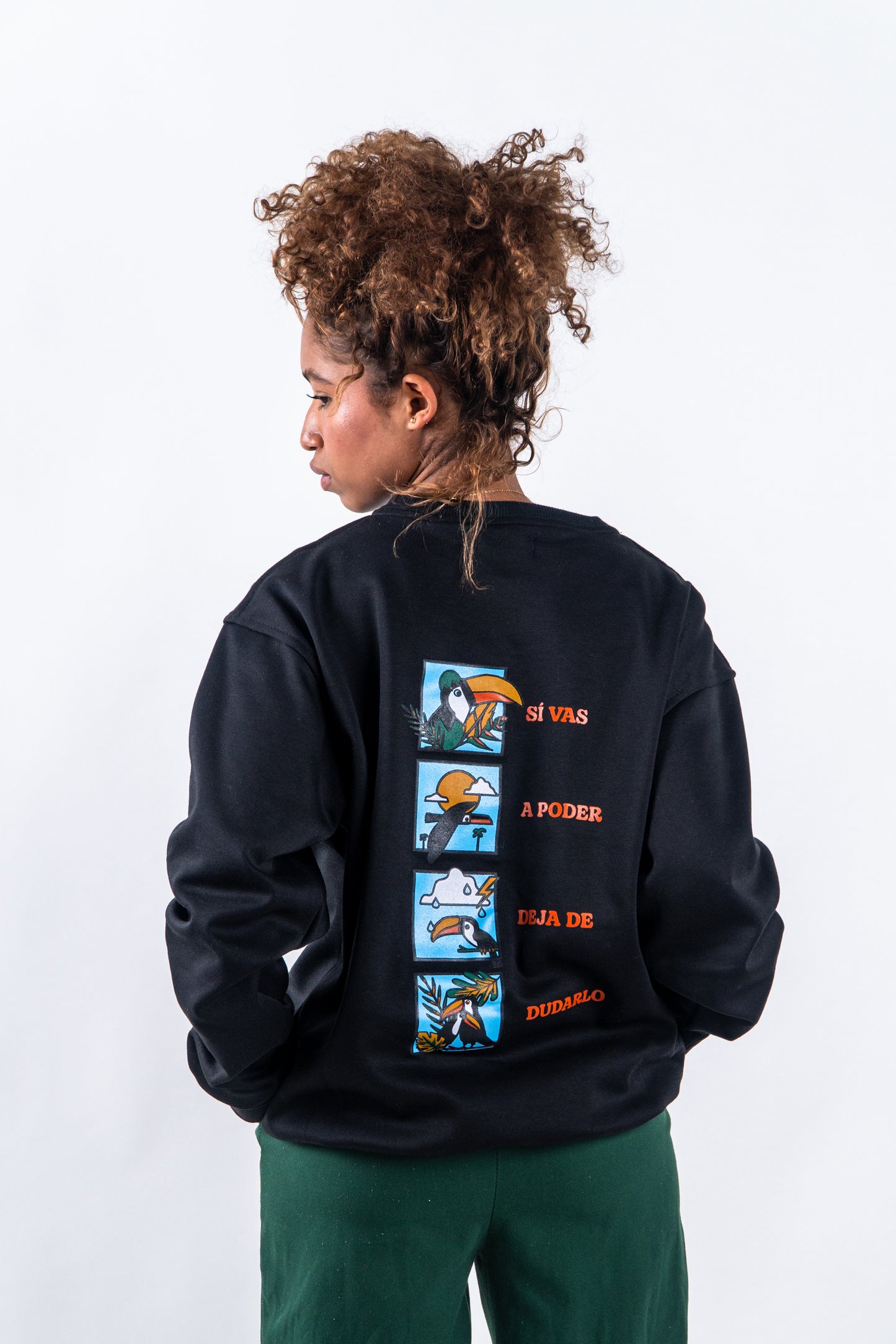 CREWNECK NEGRO UNISEX SANARA MAÑANA - CONFIANZA