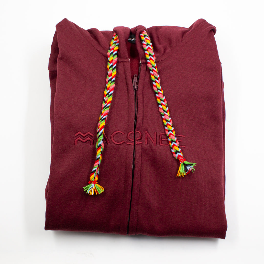 HOODIE UNISEX CREMALLERA ORÍGENES VINOTINTO