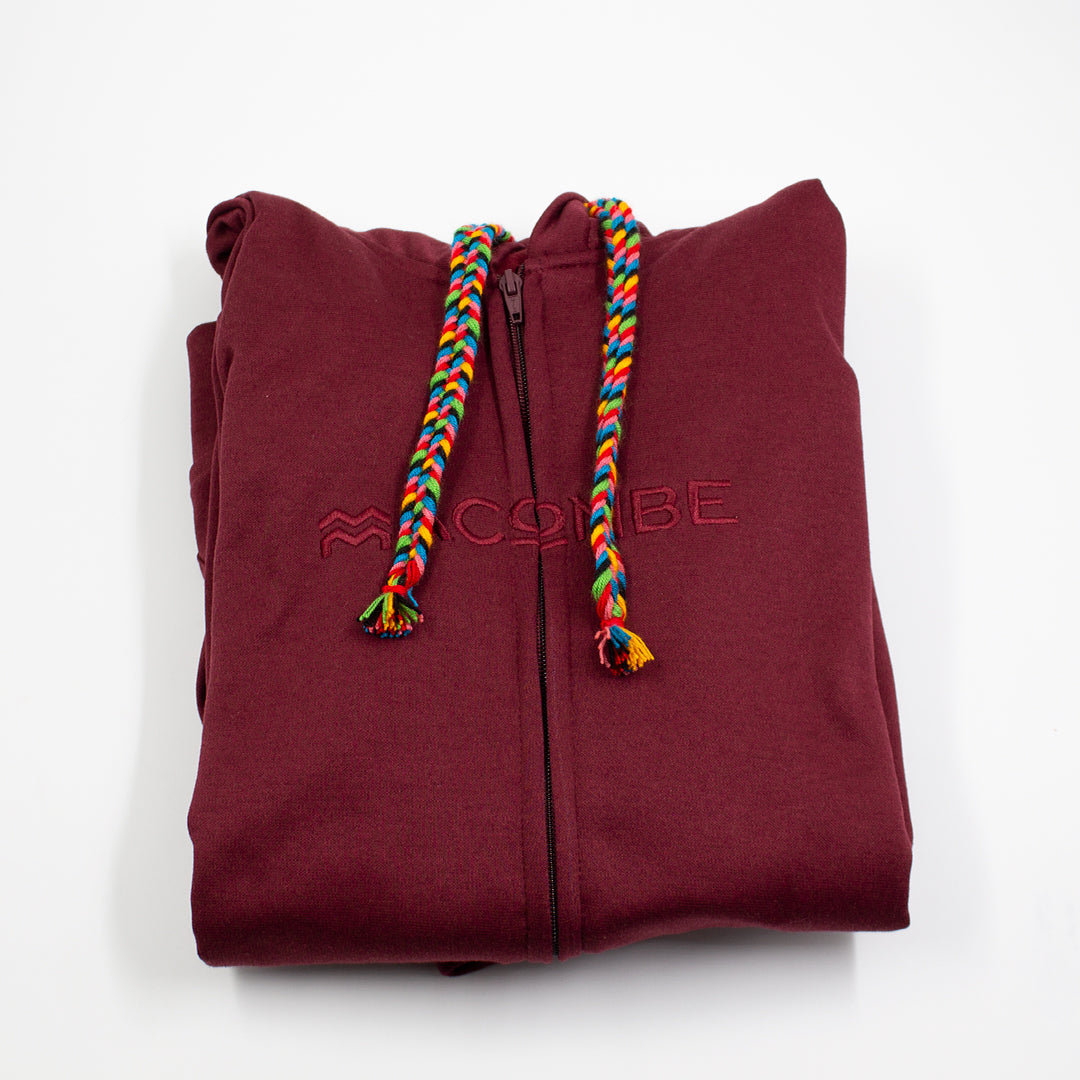 HOODIE UNISEX CREMALLERA ORÍGENES VINOTINTO