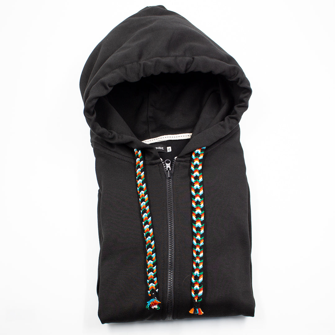 HOODIE CREMALLERA NEGRO UNISEX SANARA MAÑANA - CONFIANZA