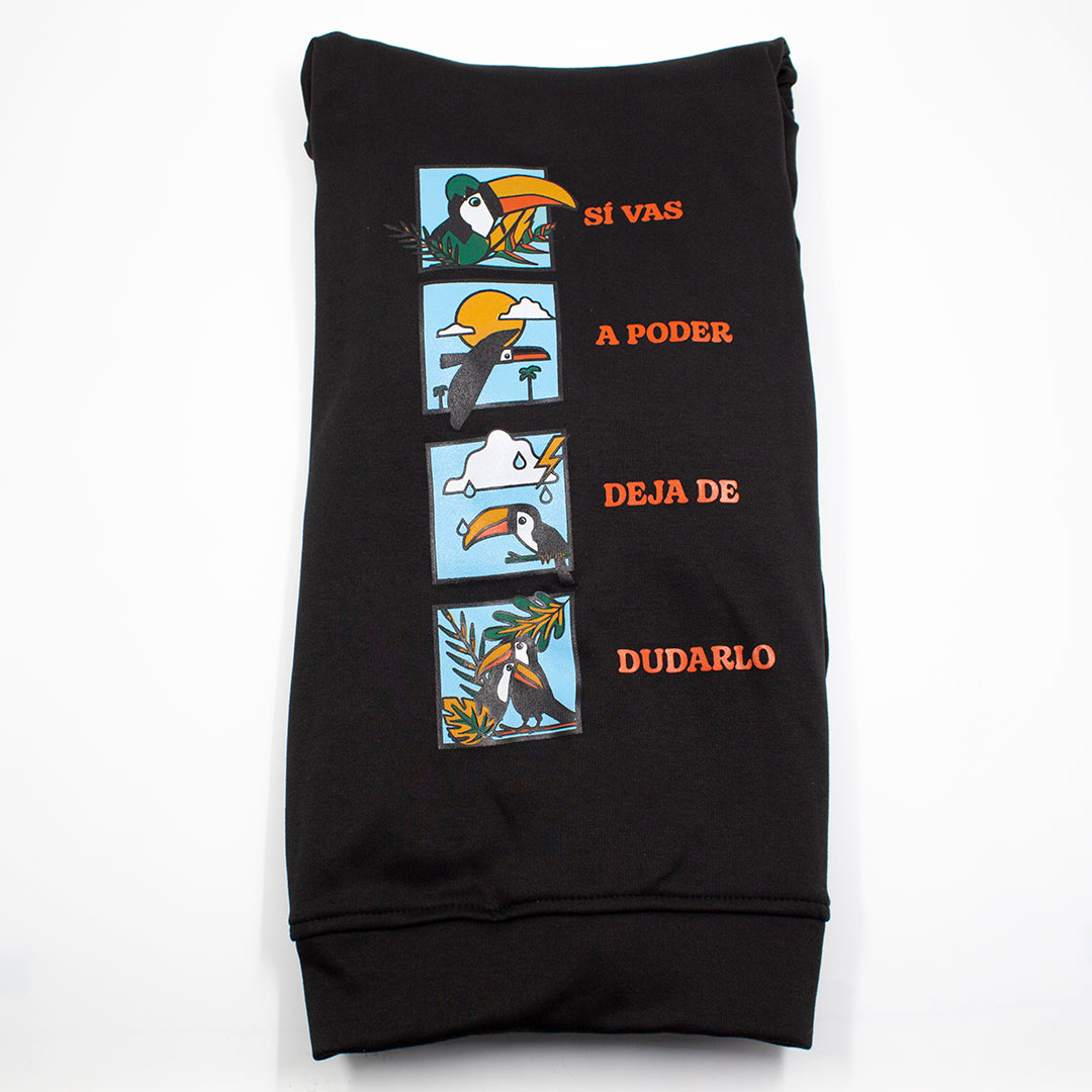 HOODIE CREMALLERA NEGRO UNISEX SANARA MAÑANA - CONFIANZA