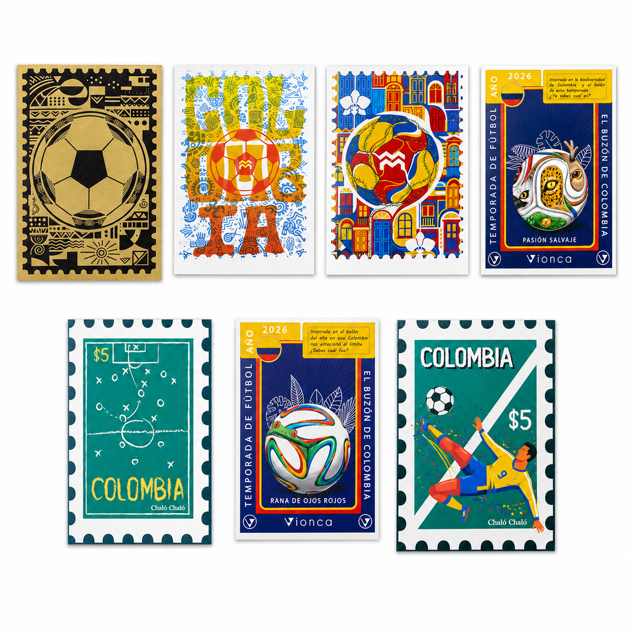 POSTALES FUTBOL DE COLOMBIA - COMBO DE 7 POSTALES