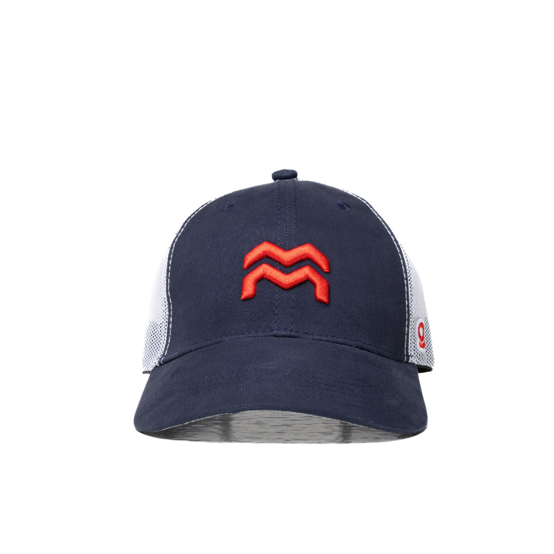 GORRA TRUCKER ORÍGENES AZUL - FRENTE DURO