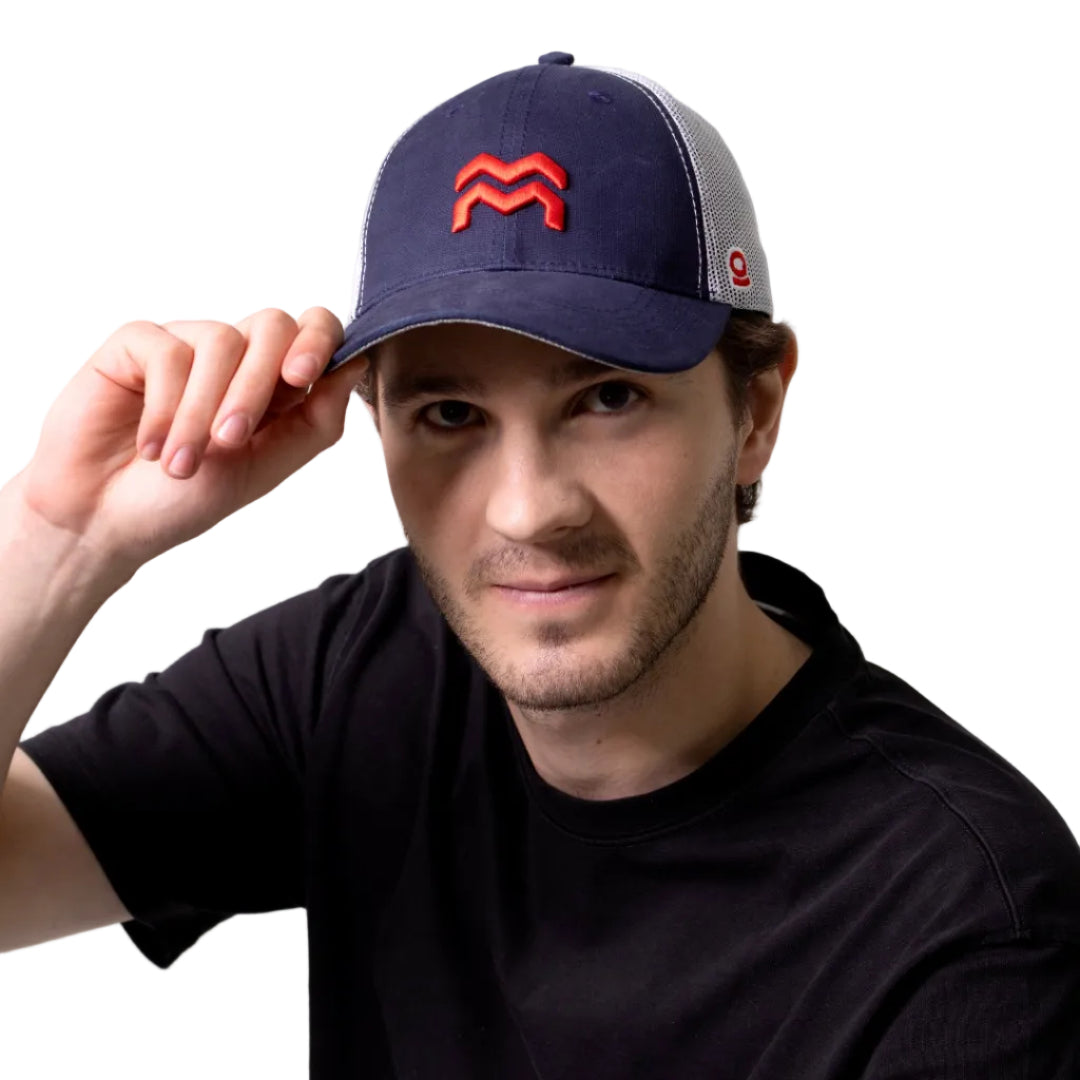 GORRA TRUCKER ORÍGENES AZUL - FRENTE DURO