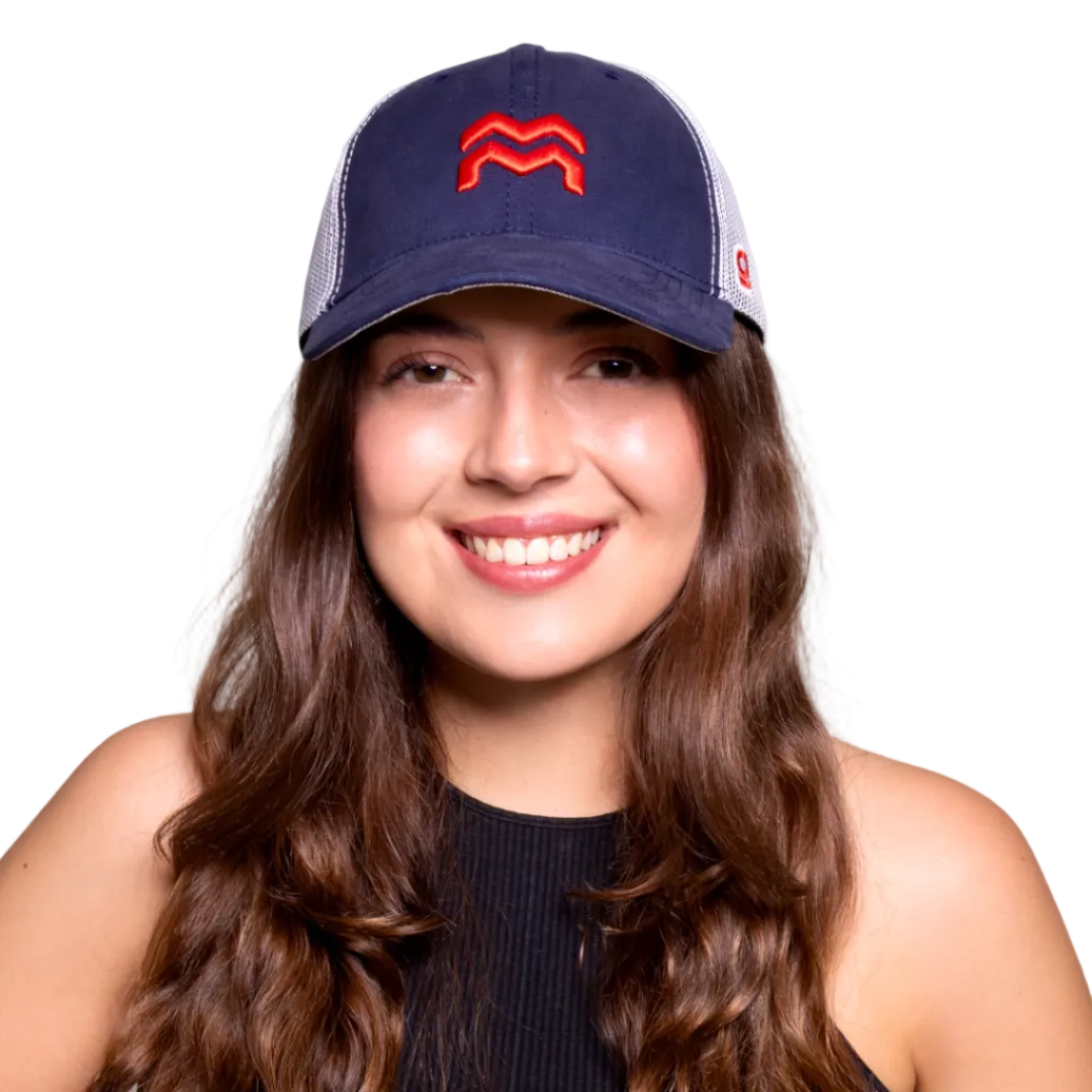 GORRA TRUCKER ORÍGENES AZUL - FRENTE DURO