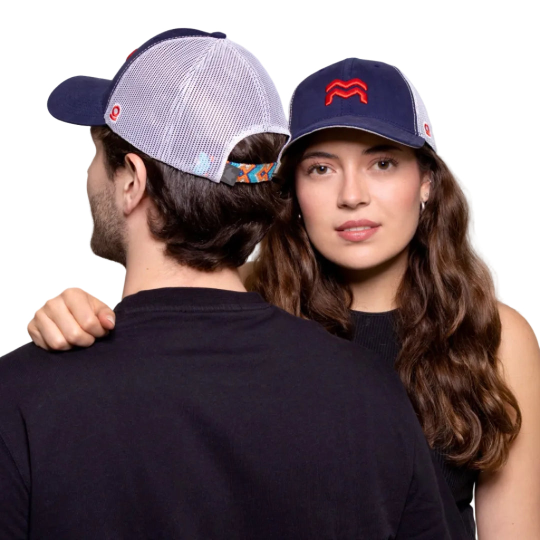 GORRA TRUCKER ORÍGENES AZUL - FRENTE DURO