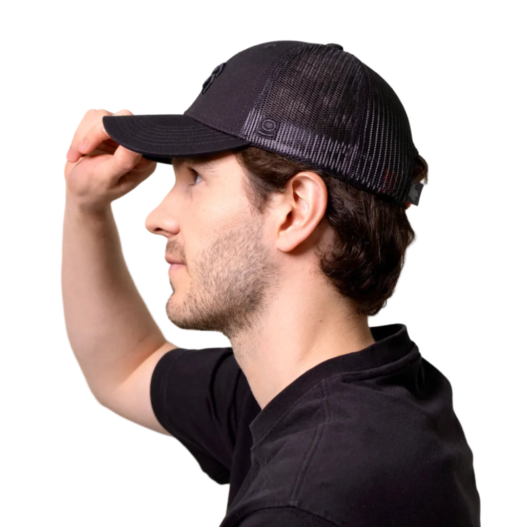 GORRA TRUCKER ORÍGENES NEGRO - FRENTE DURO