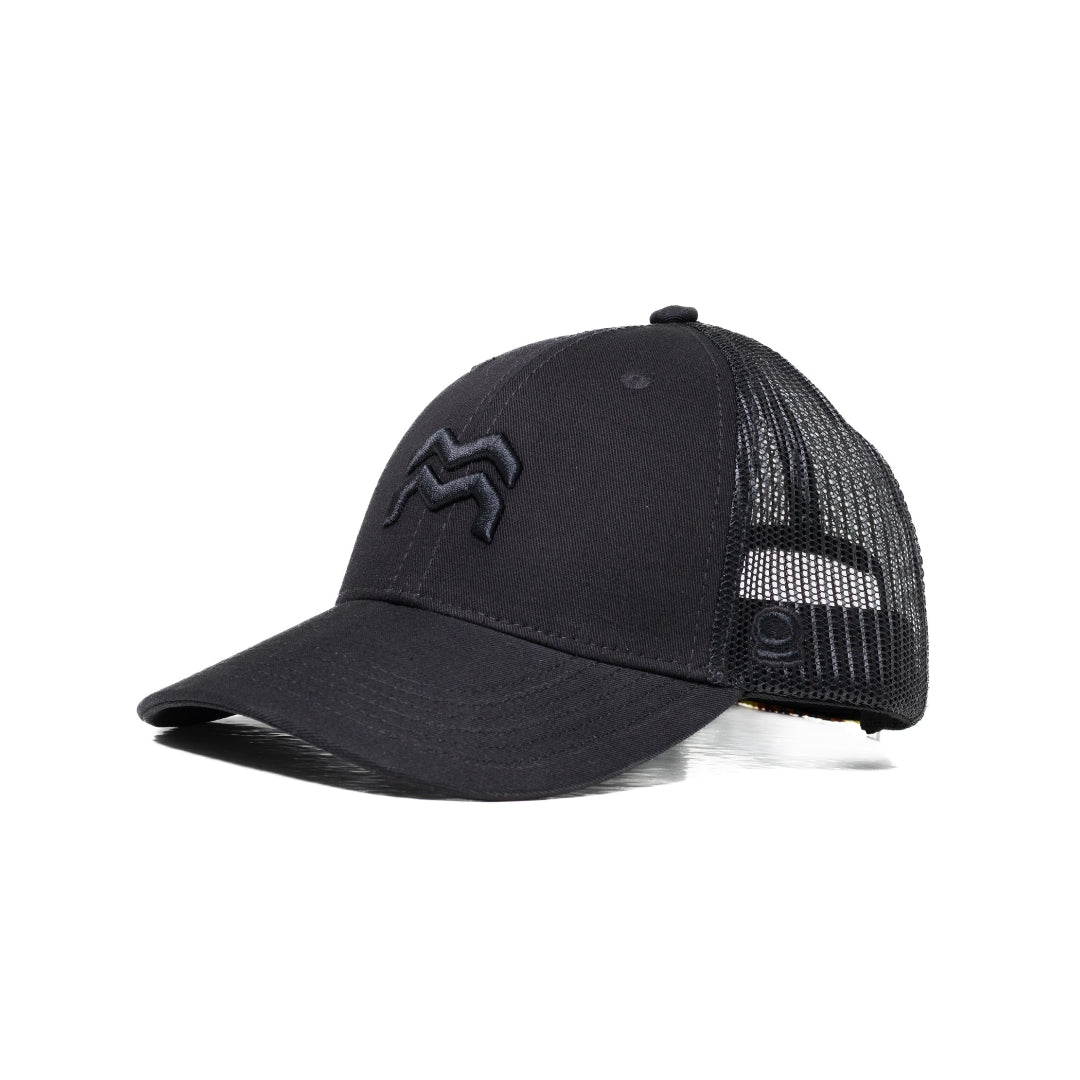 GORRA TRUCKER ORÍGENES NEGRO - FRENTE DURO