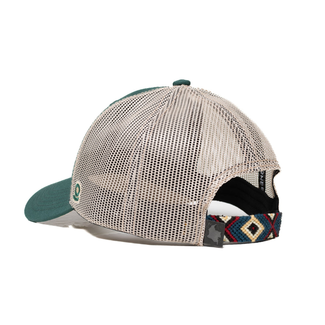 GORRA TRUCKER ORÍGENES VERDE BOTELLA - FRENTE DURO