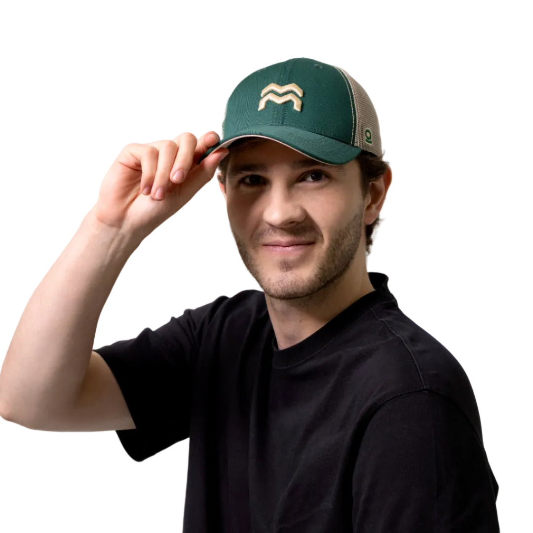 GORRA TRUCKER ORÍGENES VERDE BOTELLA - FRENTE DURO