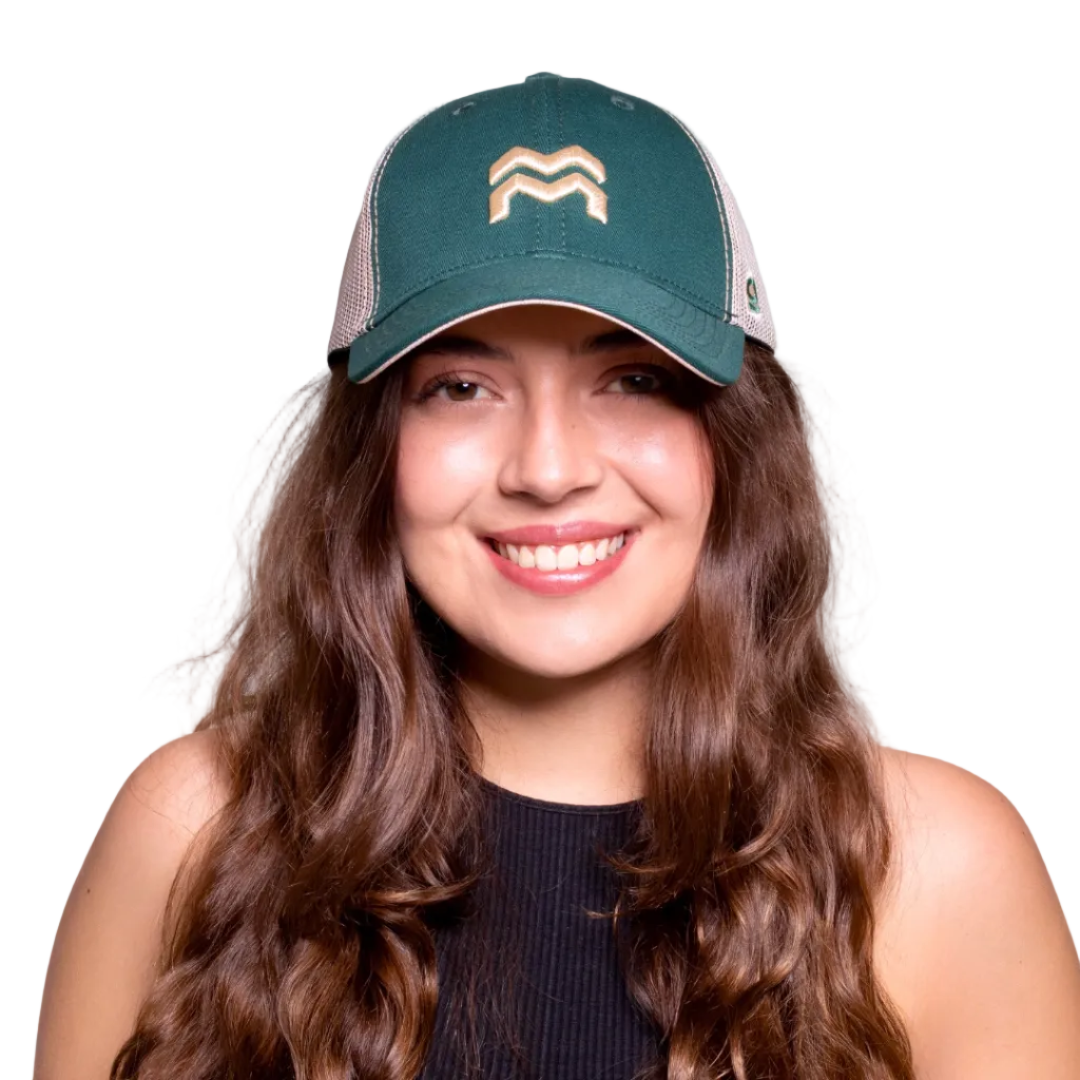 GORRA TRUCKER ORÍGENES VERDE BOTELLA - FRENTE DURO