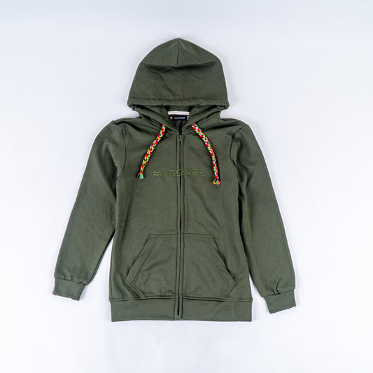 HOODIE UNISEX CREMALLERA ORÍGENES VERDE MILITAR