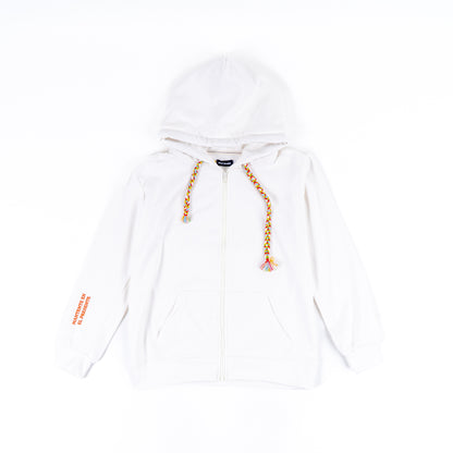 HOODIE CREMALLERA CREMA UNISEX SANARA MAÑANA - DETALLES