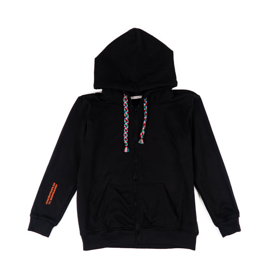 HOODIE CREMALLERA NEGRO UNISEX SANARA MAÑANA - RESPIRAR