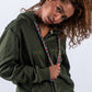HOODIE UNISEX CREMALLERA ORÍGENES VERDE MILITAR
