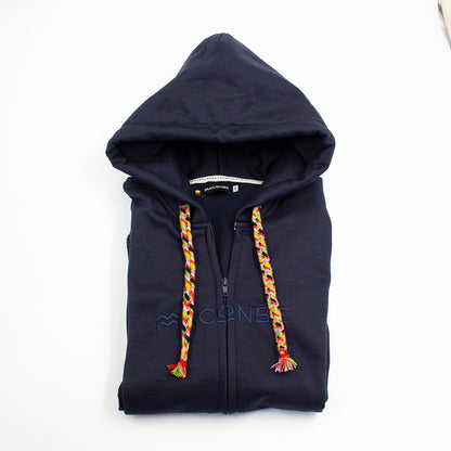 HOODIE UNISEX CREMALLERA ORÍGENES AZUL NAVY