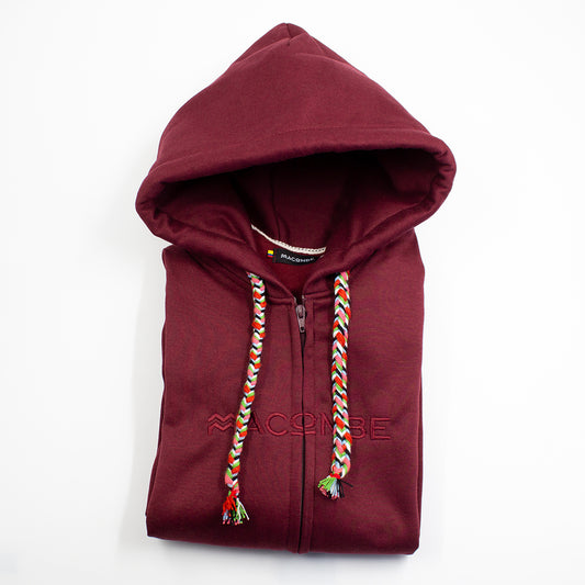 HOODIE UNISEX CREMALLERA ORÍGENES VINOTINTO